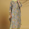Gorgeous Big Flowers Printed Kurti with Pants & Dupatta Available in Grey, Peach - Image 2