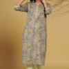 Gorgeous Big Flowers Printed Kurti with Pants & Dupatta Available in Grey, Peach - Image 5