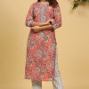 Gorgeous Big Flowers Printed Kurti with Pants & Dupatta Available in Grey, Peach - Image 10