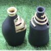 Spiral & Cut Pattern Black & Gold Terracotta Designer Vase, Set of 2 pieces - Image 2