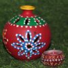 Red Terracotta Tea-Light Holder Pot with Diya