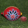 Red Handmade Terracotta Tea-Light Holder Shell Shaped with Diya