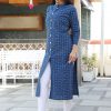 Navy Blue Printed Kurti with Pant - Image 2