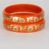 Orange Printed Glass Kada