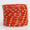 Orange Fancy Jerkin Glass Bangles-12