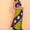 Moss Green & Purple Saree pure Cotton with Blouse Piece - Image 4