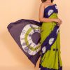 Moss Green & Purple Saree pure Cotton with Blouse Piece - Image 6