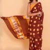 Rajasthani Bandhej Brown Cotton Saree with Blouse Piece - Image 6