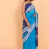 Dazzling Blue Cotton Saree with Blouse Piece - Image 2