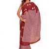Brick Red Cotton Saree with Printed Birds and Blouse Piece