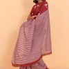 Brick Red Cotton Saree with Printed Birds and Blouse Piece - Image 3