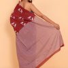 Brick Red Cotton Saree with Printed Birds and Blouse Piece - Image 5