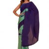 Green & Purple Cotton Saree with Blouse Piece