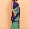 Green & Purple Cotton Saree with Blouse Piece - Image 4