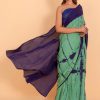 Green & Purple Cotton Saree with Blouse Piece - Image 6