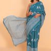 Ready to Fly Gorgeous Blue Cotton Saree with Blouse Piece - Image 6