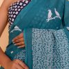 Ready to Fly Gorgeous Blue Cotton Saree with Blouse Piece - Image 7