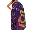 Circles Printed Purple Saree with Blouse Piece