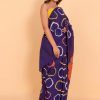 Circles Printed Purple Saree with Blouse Piece - Image 3