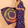 Circles Printed Purple Saree with Blouse Piece - Image 5
