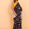 Black Pure Cotton Saree- Printed with Blouse Piece - Image 4