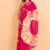 Pink Yellow & White Cotton Saree with Yellow Blouse Piece - Image 3