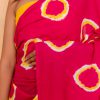 Pink Yellow & White Cotton Saree with Yellow Blouse Piece - Image 7
