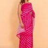 Pretty in Pink Cotton Saree with Blouse piece - Image 4