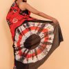 Concentric Circles Cotton Saree in Red with Blouse piece - Image 5