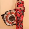 Concentric Circles Cotton Saree in Red with Blouse piece - Image 6