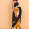 Tie & Dye Cotton Saree with Blouse Piece-Yellow - Image 4