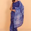 Ink Blue Cotton Saree with Blouse Piece - Image 3