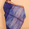 Ink Blue Cotton Saree with Blouse Piece - Image 5