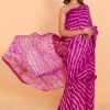 Hot Pink Cotton Saree with Blouse Piece - Image 6