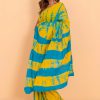 Bright Yellow & Blue Cotton Saree with Blouse Piece - Image 3
