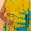 Bright Yellow & Blue Cotton Saree with Blouse Piece - Image 6