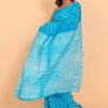 Azure Blue Cotton Saree with Blouse Piece - Image 3