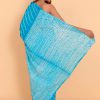 Azure Blue Cotton Saree with Blouse Piece - Image 5