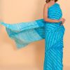 Azure Blue Cotton Saree with Blouse Piece - Image 6