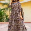 Black Orange Bagru Print Dress Set - Image 2