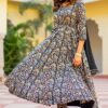 Black Orange Bagru Print Dress Set - Image 5