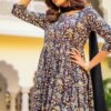 Black Orange Bagru Print Dress Set - Image 7