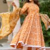 Mustard Dabu Print Cotton Dress Set - Image 6