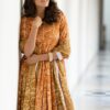 Mustard Dabu Print Cotton Dress Set - Image 8