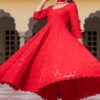 Sassy Red Chikankari Suit - Image 3