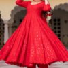 Sassy Red Chikankari Suit - Image 4