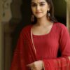 Scarlet Gold Handblock Anarkali Set