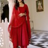 Scarlet Gold Handblock Anarkali Set - Image 4