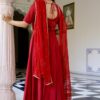 Scarlet Gold Handblock Anarkali Set - Image 8