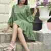 Olive Cotton Dress - Image 2